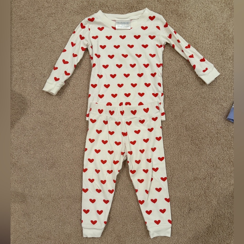 Lake Pajamas - Kids Long-long set in classic red heart size 2